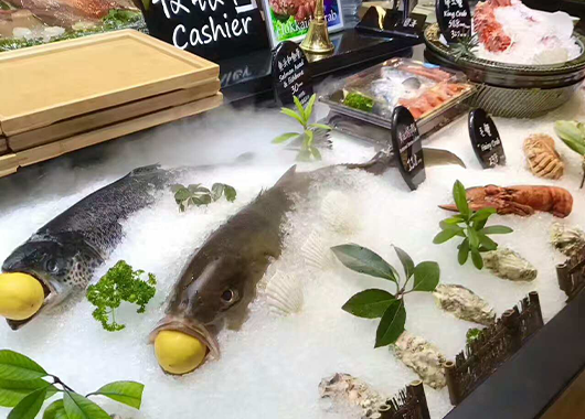 Case of 500 kg flake ice machine in an aquatic product store in Hainan